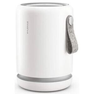 Portable White Air Purifier with Gray Felt Carry Handle